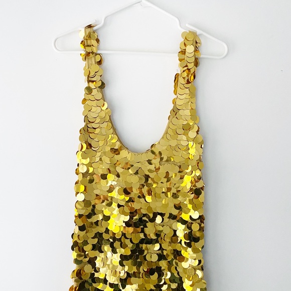 Paris Hilton Gold Sequin Paillettes Gold Dress Y2K Vintage Deadstock - Picture 10 of 16